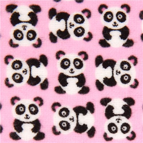 pink mini panda animal flannel fabric Timeless Treasures Fabric
