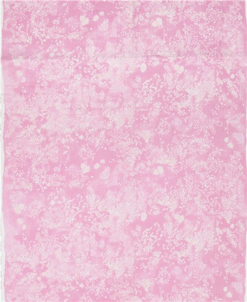 Fat Quarter (50 x 53 cm) - Tissu double gaze Kokka rose nani iro avec des fleurs blanc m�tallique 2