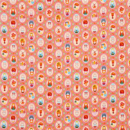 pink oxford matryoshka fabric by Cosmo from Japan 0