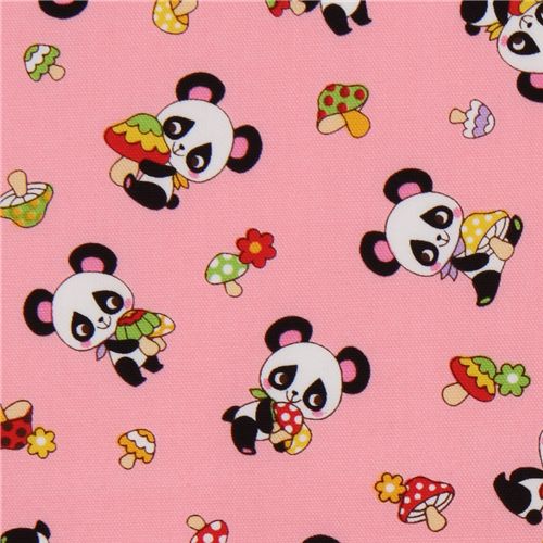 pink panda fabric fly agaric from Japan kawaii 1