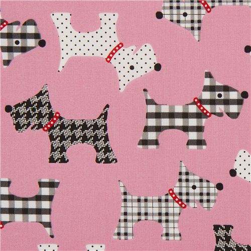 Tela rosa animales perritos estampados Robert Kaufman USA Tela
