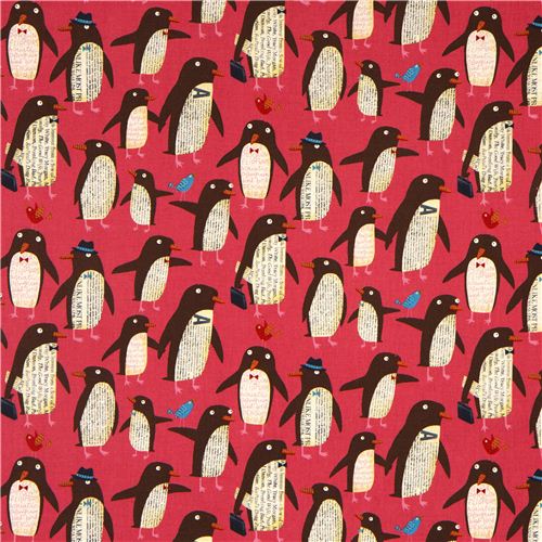 pinker Pinguin Canvas Stoff by Nancy Wolff Kokka 2