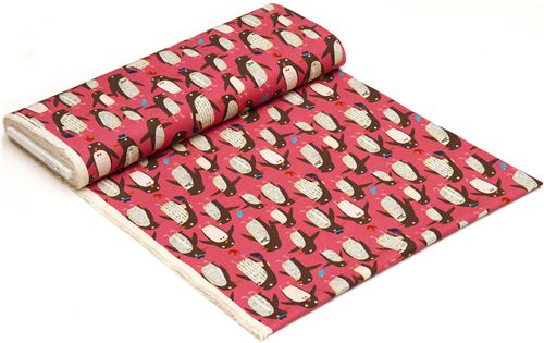 pinker Pinguin Canvas Stoff by Nancy Wolff Kokka 3