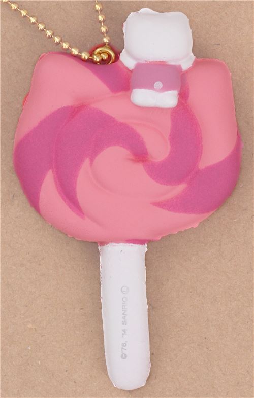 pink purple swirl Hello Kitty lollipop red bow squishy charm for cellphone bag 2