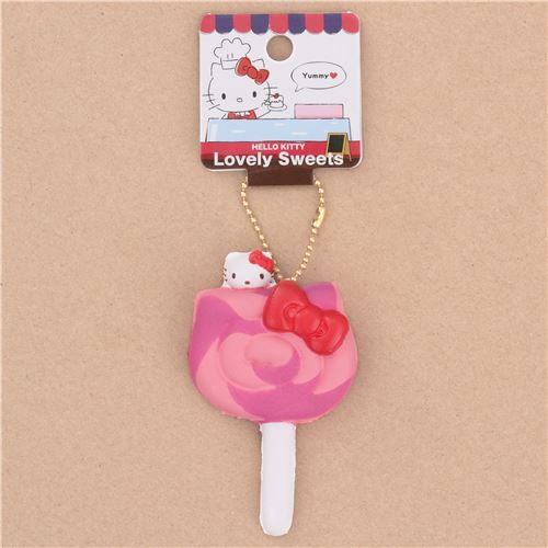 pink purple swirl Hello Kitty lollipop red bow squishy charm for cellphone bag 3