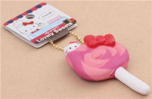 pink purple swirl Hello Kitty lollipop red bow squishy charm for cellphone bag 4