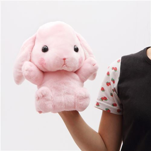 Marionnette  main en forme de lapin en peluche rose Poteusa Loppy Shiloppy 5