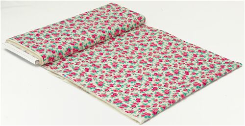 Remnant (40 x 110 cm) - pink roses on off white fabric by Liberty Fabrics 4