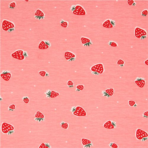 rosa Erdbeer Frchte birch Bio-Stoff Everyday Party Stoff