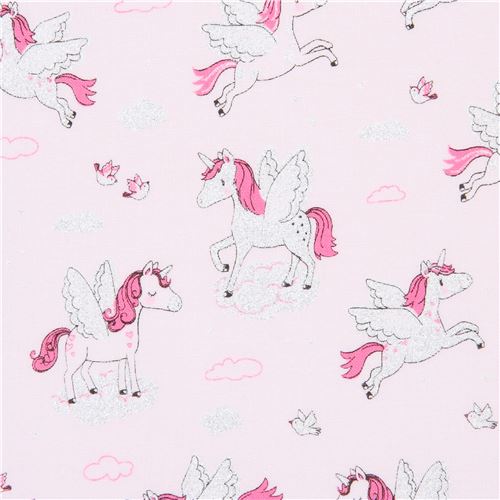 Rosa Stoff mit Einhörnern von Timeless Treasures Stoff