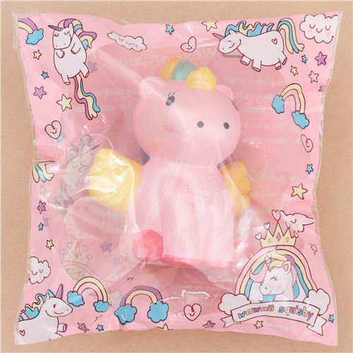 Squishys kawaii perfumado unicornio rosa alas amarillas juguete animal WaWaii Squishy 4
