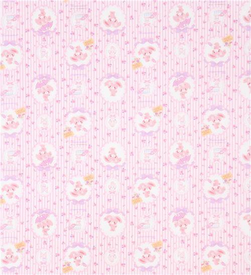 tessuto strisce rosa bianche cucciolo Bonbonribbon fiorellini oxford 2
