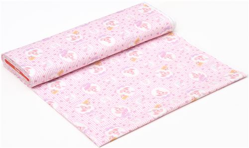 tessuto strisce rosa bianche cucciolo Bonbonribbon fiorellini oxford 3