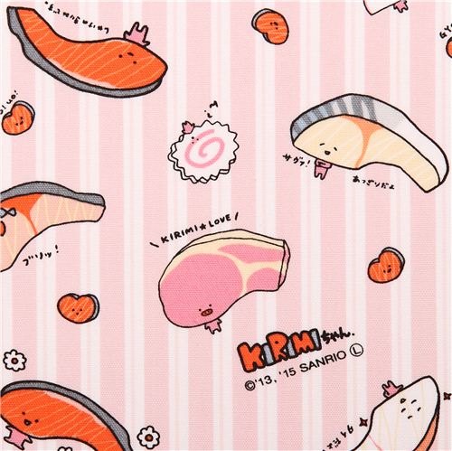 pink white stripes Kirimi-chan Sanrio oxford fabric from Japan