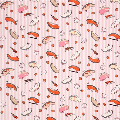 pink white stripes Kirimi-chan Sanrio oxford fabric from Japan 0
