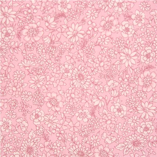 Popelina rosa mezcla flores pequeñas tela de algodón japonesa Tela