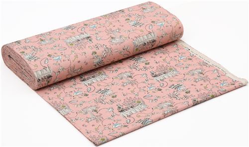 Fat Quarter (50 x 55 cm) - pink with Alice in Wonderland fairy tale Canvas fabric from Japan 3