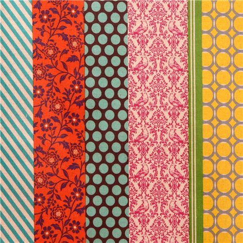 pipi echino Canvas laminate fabric orange brown flower dot Fabric