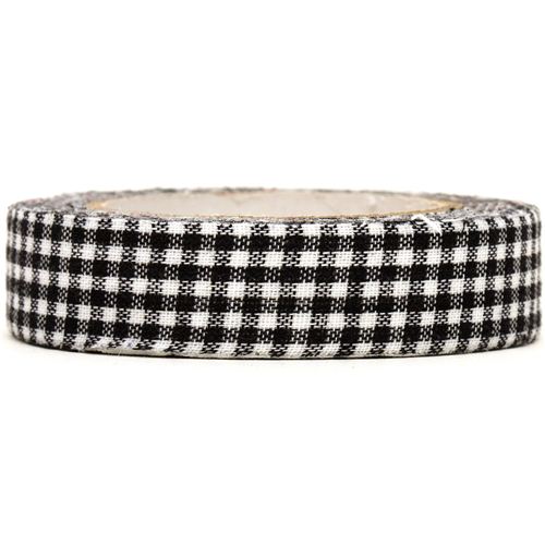 schwarz-weiss kariertes Stoff Klebeband Vichy Karo 1