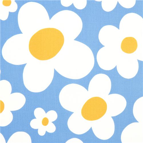 pretty flower fabric with big daisies by Kokka 1