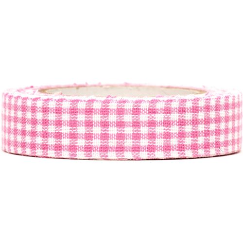 Bonita cinta decorativa de tela a cuadros vichy rosa blanco