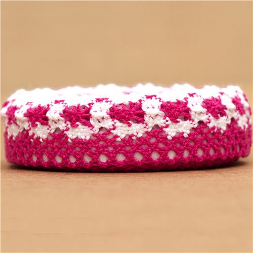 pretty pink-white crocheted Fabric Deco Tape 1