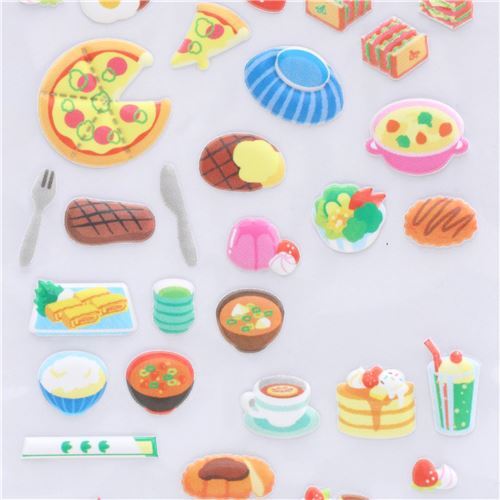 puffy stickers with kawaii drinks pizza food by Crux modeS4u