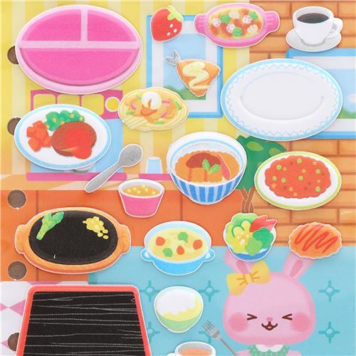 puffy stickers with kawaii drinks pizza food by Crux modeS4u