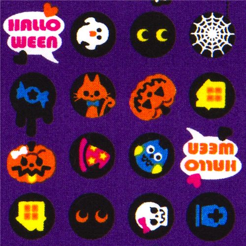 purple Halloween fabric ghosts pumpkin dots 1