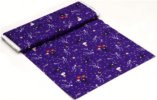 purple Halloween fabric skeleton Frankenstein pumpkin 3