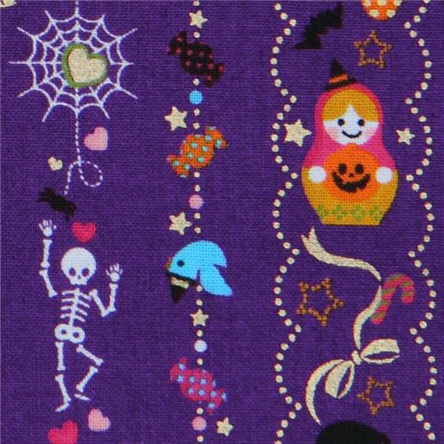 violett Halloween kawaii Stoff Matroschka Katze Süsses 1