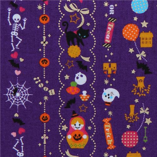 violett Halloween kawaii Stoff Matroschka Katze Süsses 2