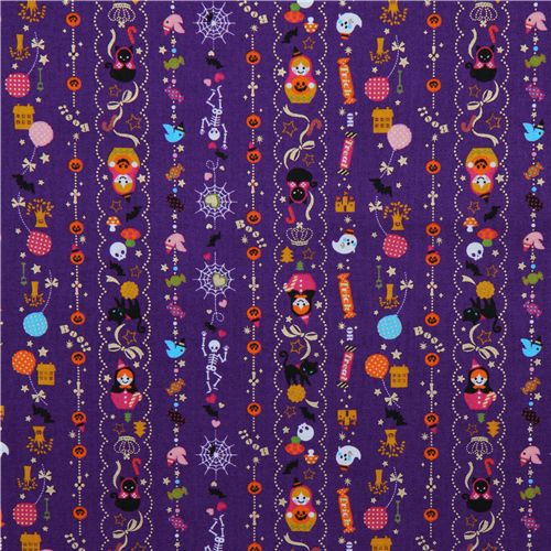 violett Halloween kawaii Stoff Matroschka Katze Süsses 3