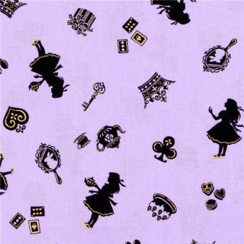 purple Japanese fabric Alice in Wonderland Cosmo Tessuto