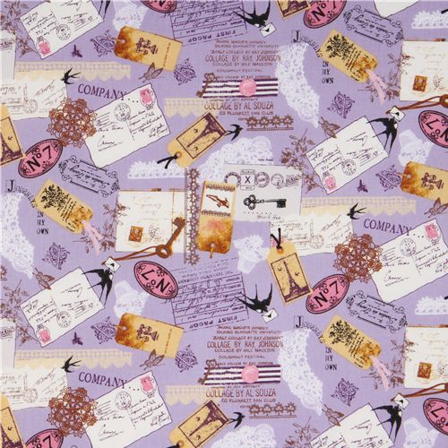 purple Japanese fabric France mail swallows 2