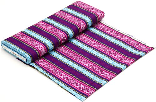 purple Michael Miller fabric with nordic patterns & stripes 3