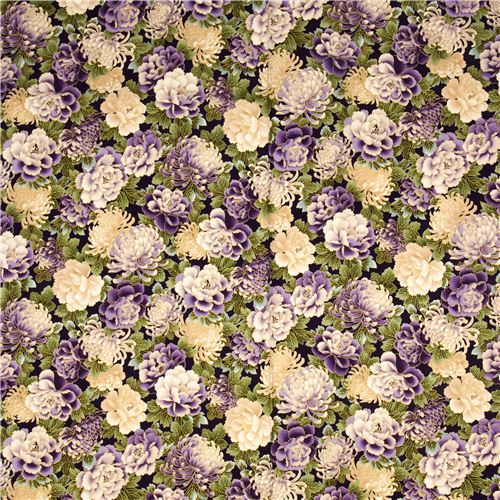 purple Robert Kaufman fabric flowers hyacinths from the USA 2