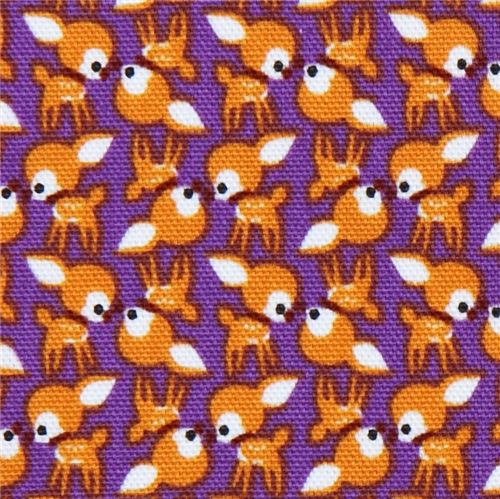 purple baby deer Kokka oxford cloth fabric Bambi Japan Tela
