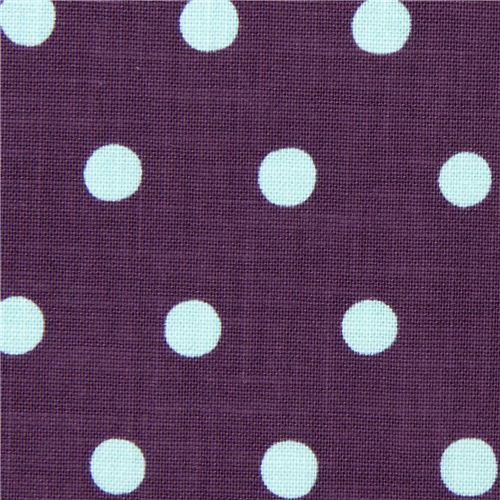 lila echino Canvas Stoff mit hellblauen Polka Dots 1