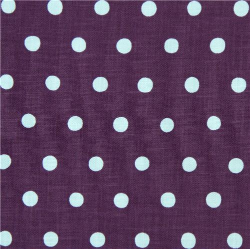 lila echino Canvas Stoff mit hellblauen Polka Dots 2