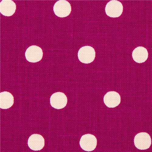 pinker echino Canvas Stoff mit altrosa Polka Dots 1