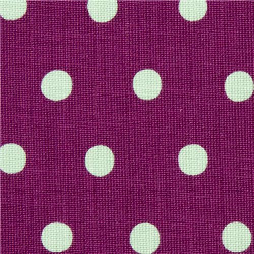 lila echino Canvas Stoff mit türkisen Polka Dots 1