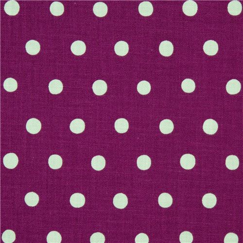 lila echino Canvas Stoff mit türkisen Polka Dots 2