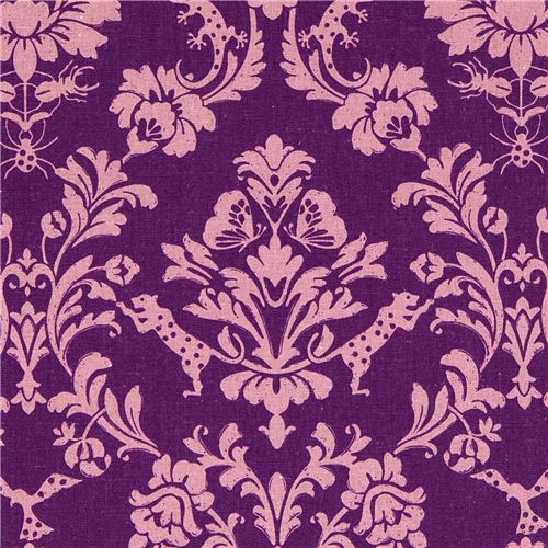 violetter echino Laminat Stoff Gothic Leopard & Ornament Stoff