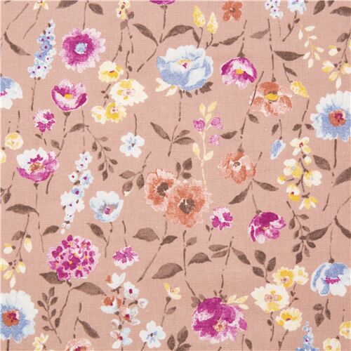 Watercolour Botanicals Small Large Flowers Fabric
