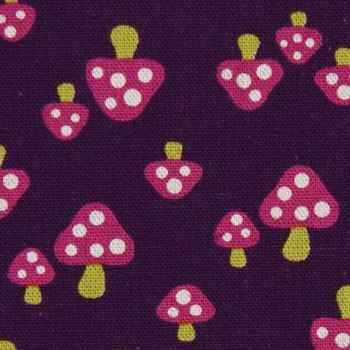 purple fly agaric Kokka oxford fabric kawaii from Japan Tela