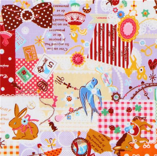 purple kawaii fabric France animals sweets Japan 1