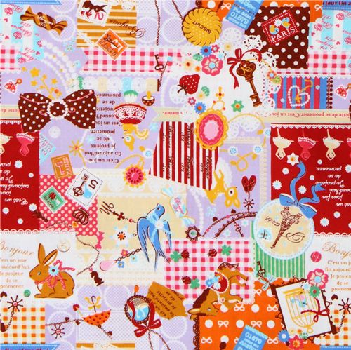 purple kawaii fabric France animals sweets Japan 2