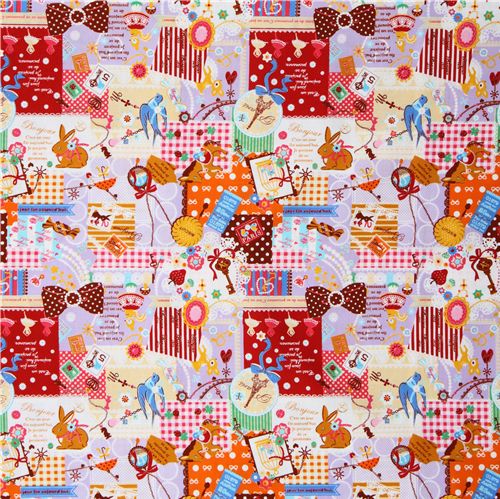 purple kawaii fabric France animals sweets Japan 3