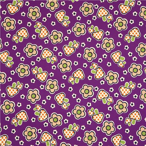 purple mushroom florets fabric de Kokka Japan 2